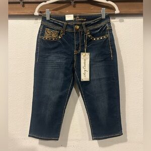 Juicy Couture Womens Capri Jeans Size 5 NWT Dark Wash Denim Slim Fit (1459)